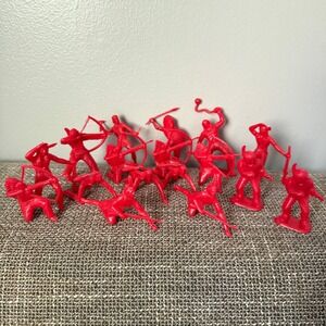 Lot of 17 Tim Mee Toys Vintage‎ Red Indian Plastic Figures